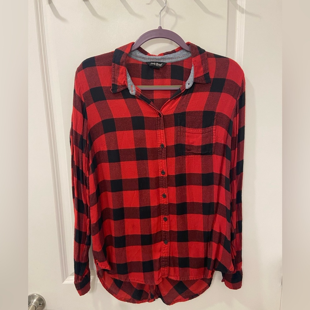 Lucky Brand Red Plaid Shirt, size Medium